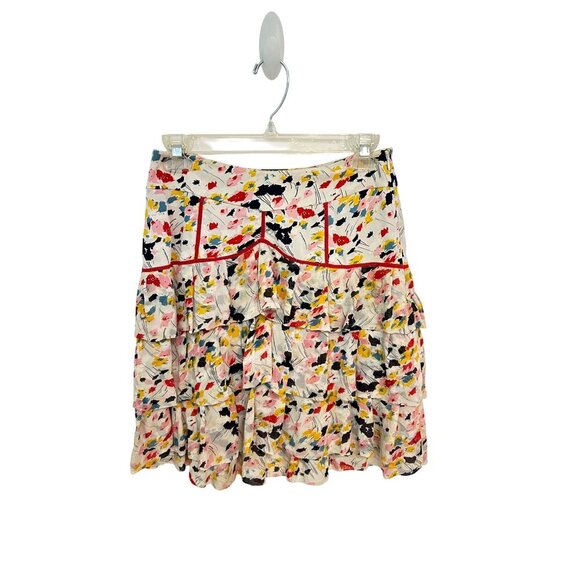 Diane Von Furstenberg Abstract Print Silk Lycra Ruffle Skirt size 2 - Picture 1 of 5